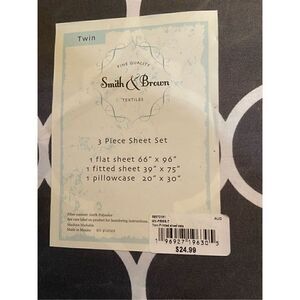 NWT Smith & Brown 3 Piece Twin Sheet Set